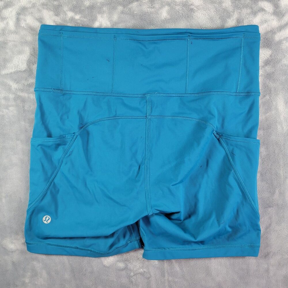 Lululemon High Rise Shorts Womens Size Small Blue Stretch Work Out Gym